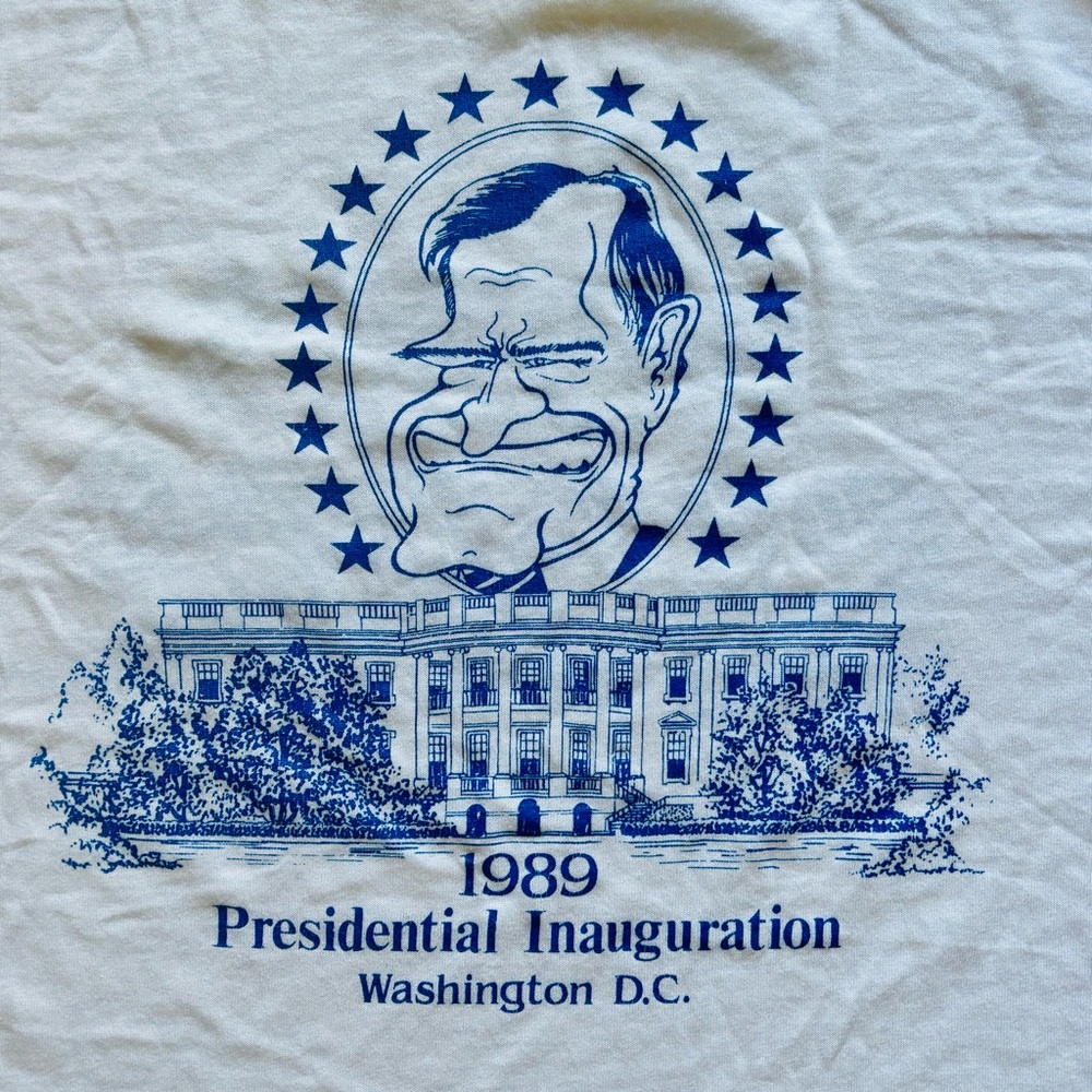 1989 Presidential Inauguration White T-Shirt George Bush Sr. Vintage Republicans